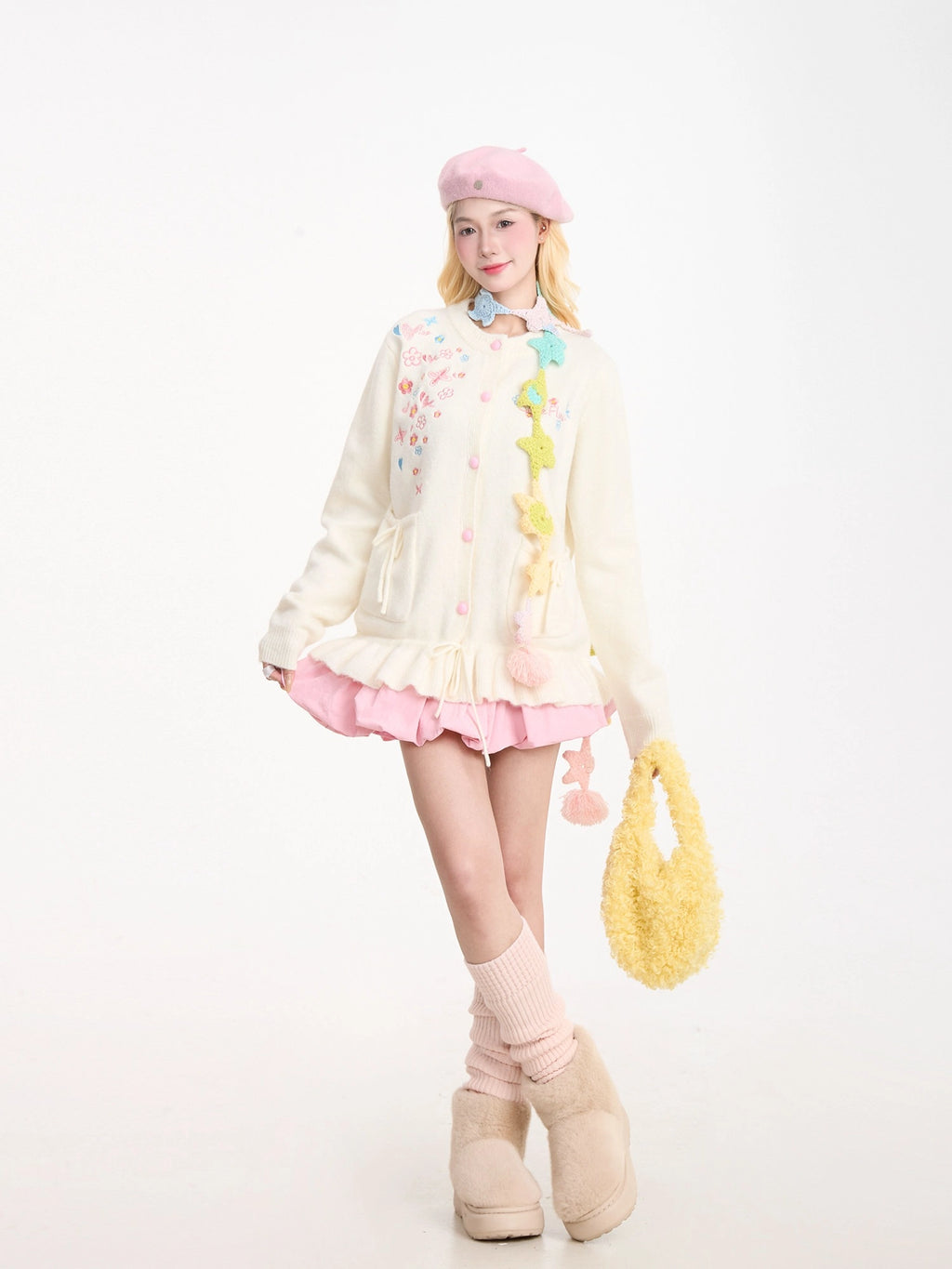 Floral Embroidery Knit Cardigan OL2418