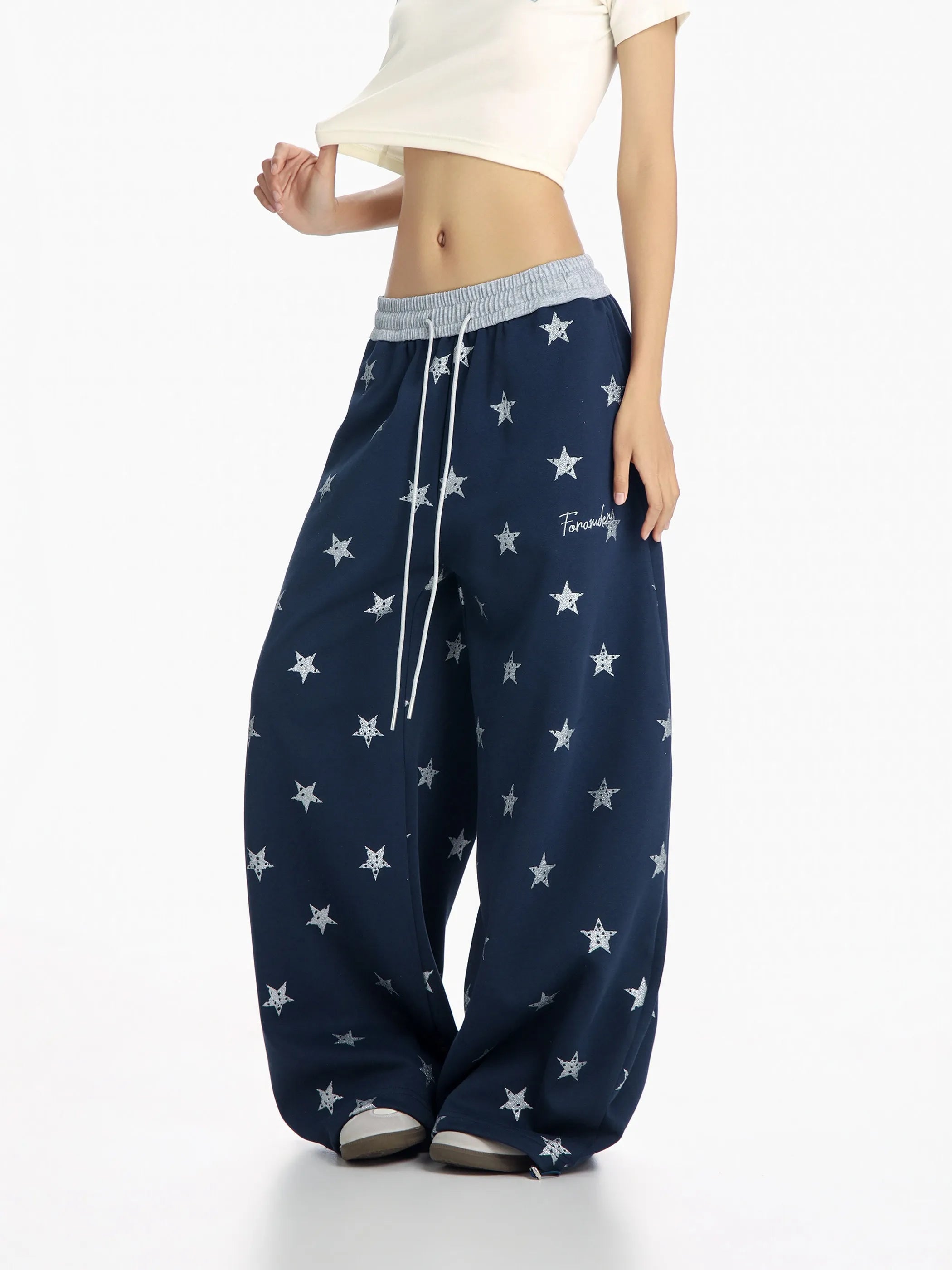 Star Print Wide Leg Sweatpants OL2369