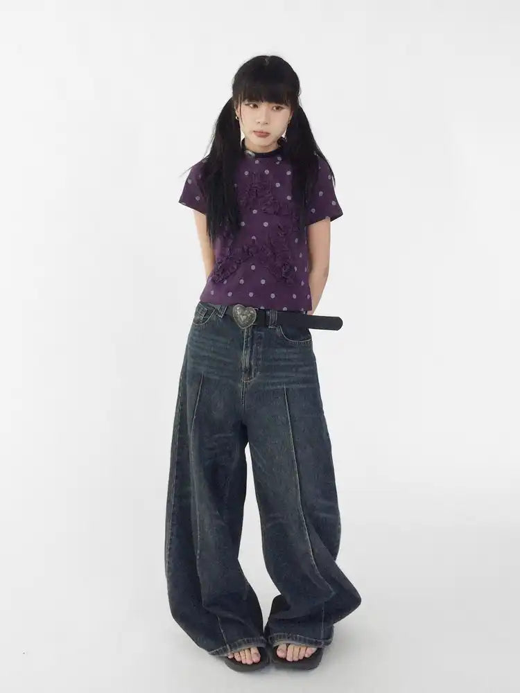 Grape Dot Embroidered Tee OL2349