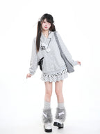 Polka Dot Bow Zip Up Hoodie OL2381