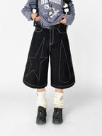 Tears Star Contrast Wide Shorts OL2363