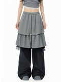 Striped Lace Layered Wide Leg Pants oliviroa オリヴィオラ