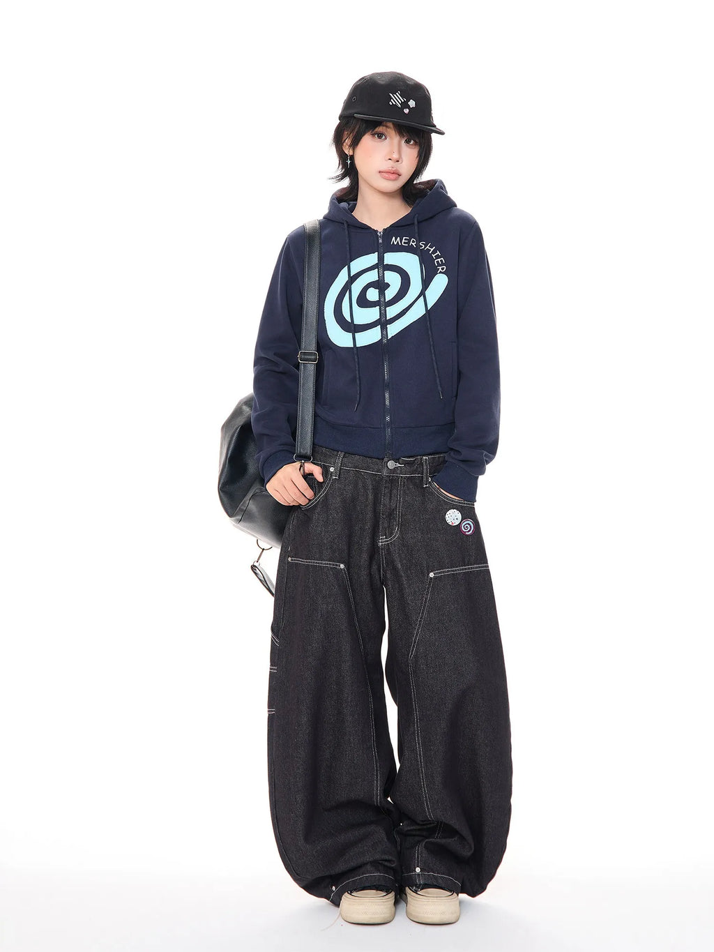 Swirl Patch Cropped Zip Hoodie OL2422