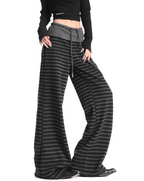 Black Stripe Wide Leg Pants OL2338