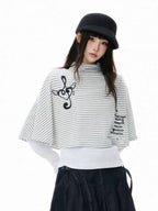 High Neck Cape Layered Long Sleeve Tee OL2416