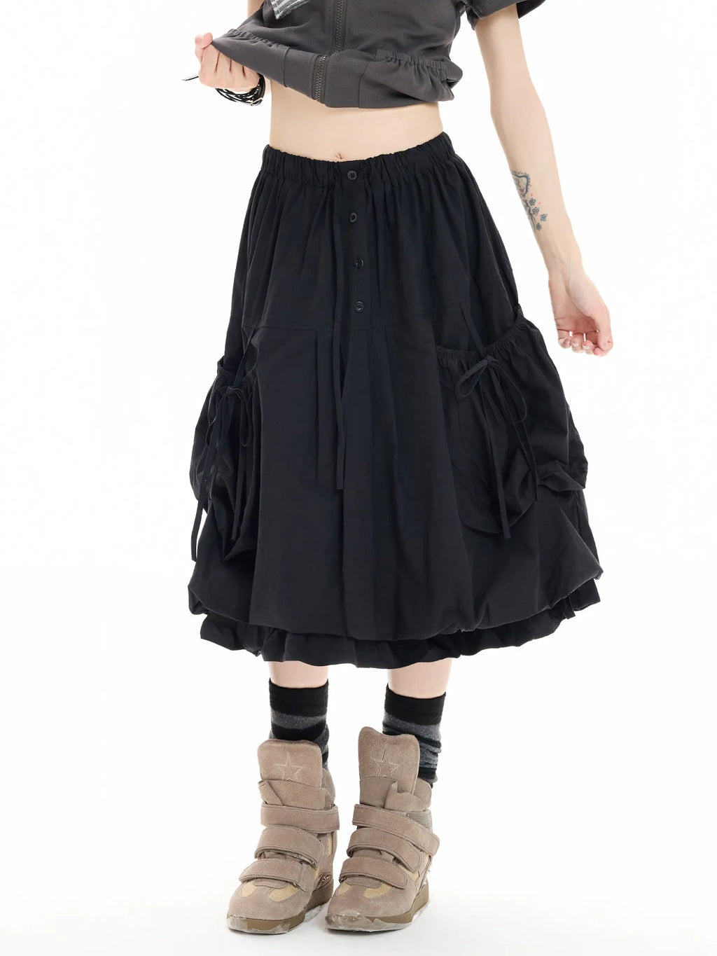 Bow Tie Pocket Bubble Skirt OL2413