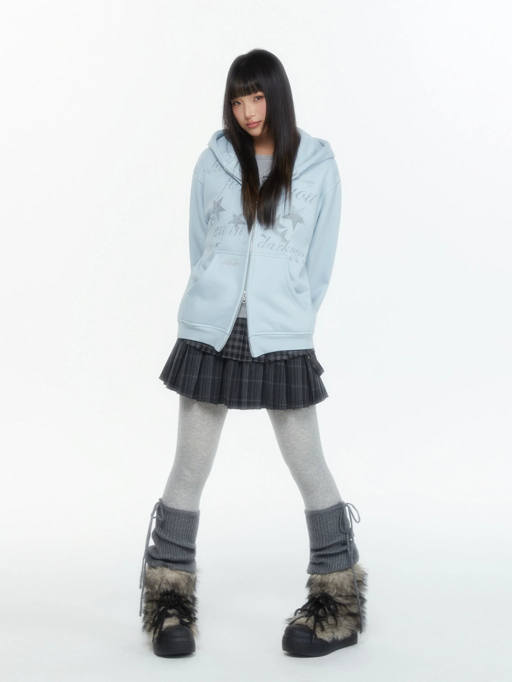 Embroidered Double Zip Oversized Hoodie oliviroa オリヴィオラ