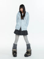 Embroidered Double Zip Oversized Hoodie oliviroa オリヴィオラ