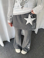 Y2K Striped Layered Flare Pants   oliviroa オリヴィオラ