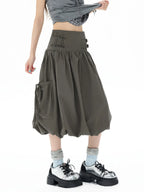 Studded Rhinestone Tie Bubble Skirt oliviroa オリヴィオラ