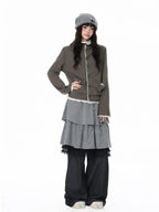 Floral Contrast Collar Button Cardigan oliviroa オリヴィオラ