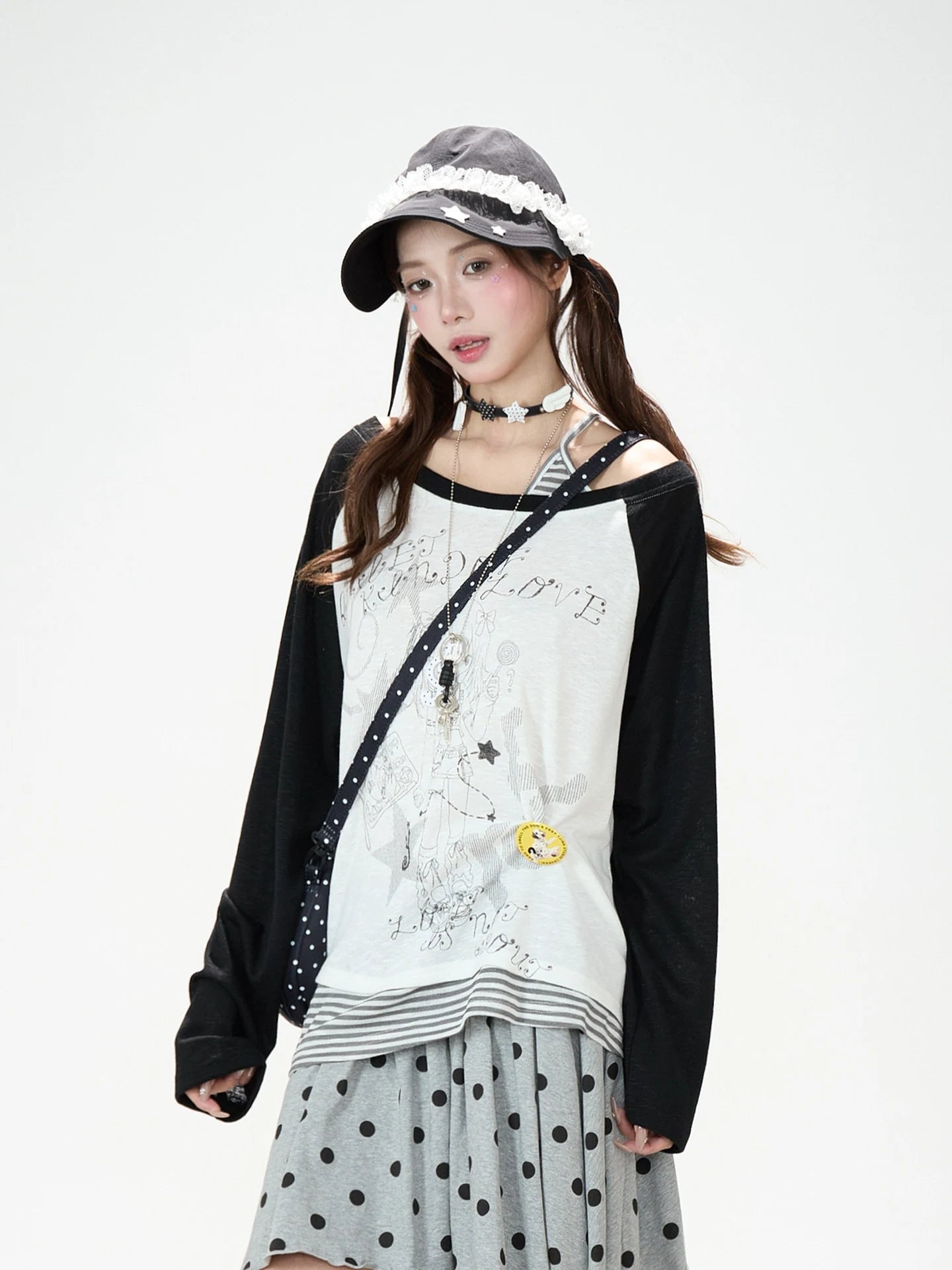 Soft Layer One Shoulder T Shirt oliviroa オリヴィオラ