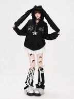 Lace Bunny Ear Bow Hooded Jacket OL2396