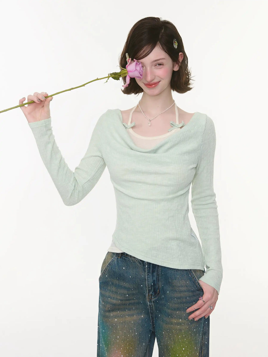 Layered Halter Asymmetry Slim Fit Top OL2263