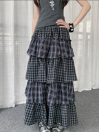 Layered Check Cake Skirt Dress OL2274