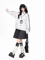 Polka Dot Asymmetric Button Cardigan oliviroa オリヴィオラ