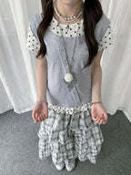 Polka Dot Ruffle Layered Tee OL2391