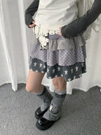 Y2K Star Polka Dot Layered Skirt   oliviroa オリヴィオラ