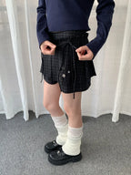 Plaid Skirt-Layered Shorts oliviroa オリヴィオラ