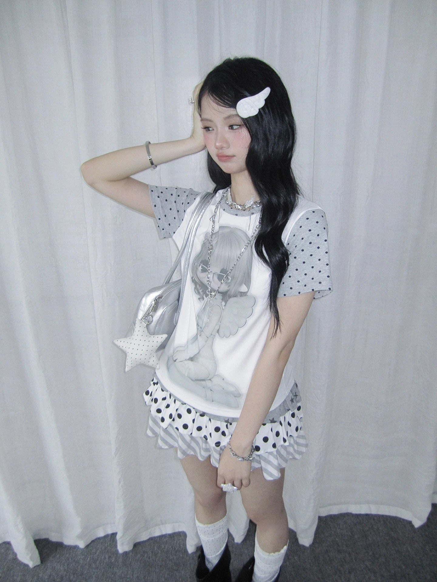 Polka Dot Angel Layered Tee OL2390