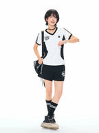 Star All Over Print V Neck Sporty Crop Tee OL2318