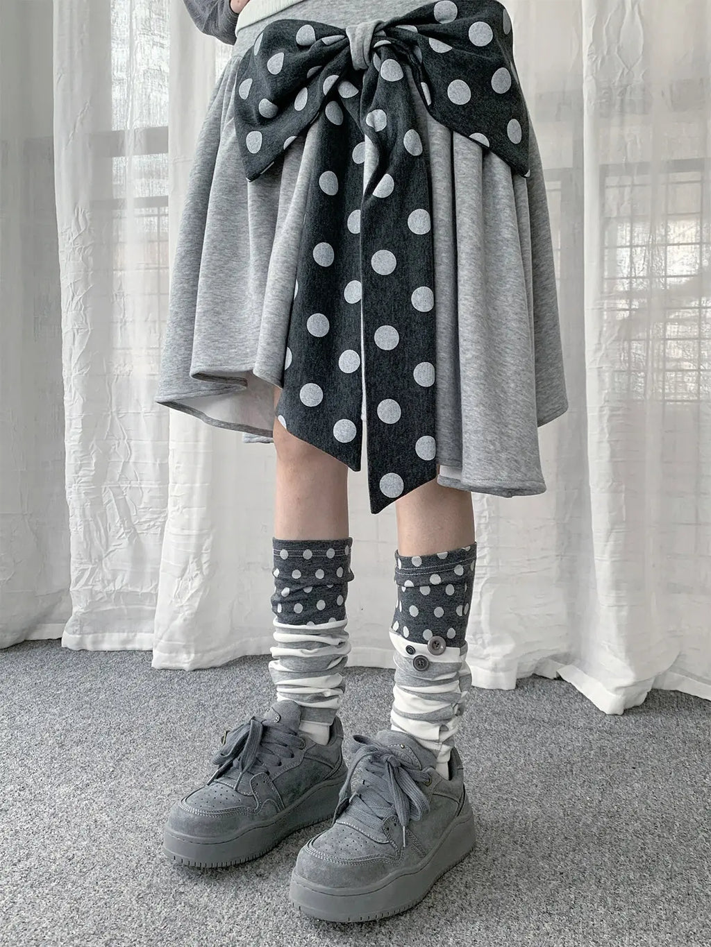 Polka Dot Stripe Leg Warmers OLA030