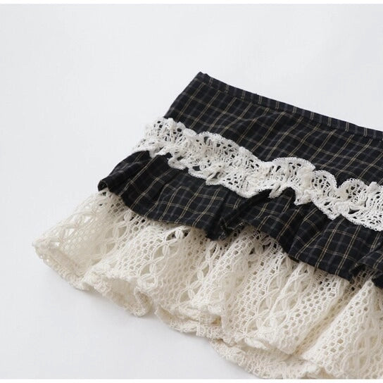 Plaid Lace Wrap Skirt OLA037