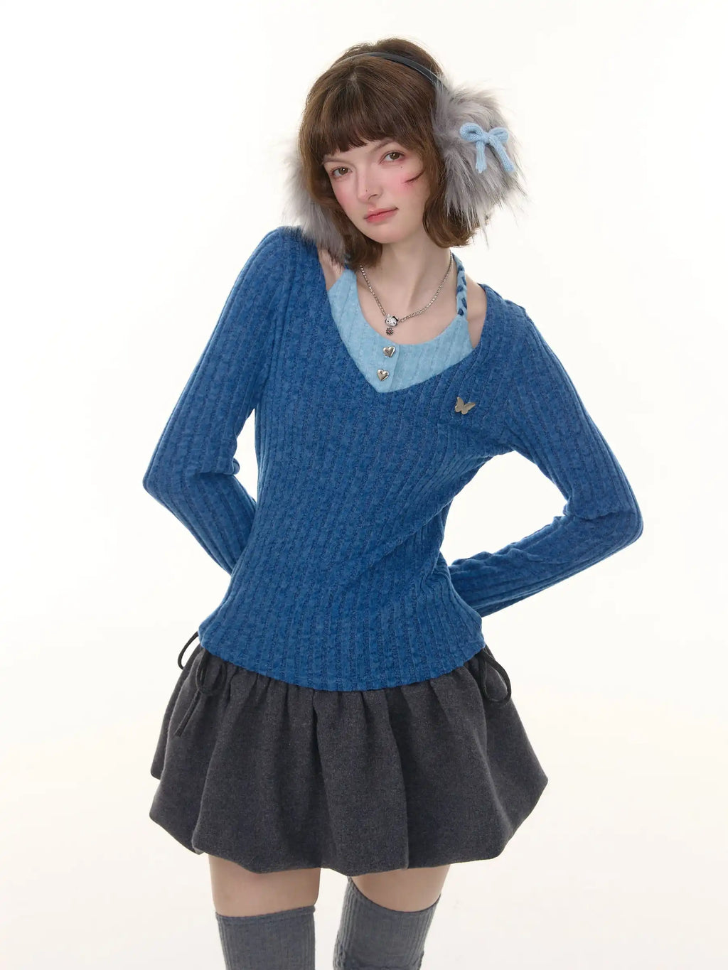 Halter Neck Slim Fit Long Sleeve Top OL2260