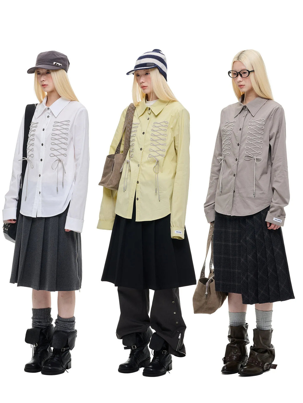 Ribbon Tie Drawstring Shirt oliviroa オリヴィオラ