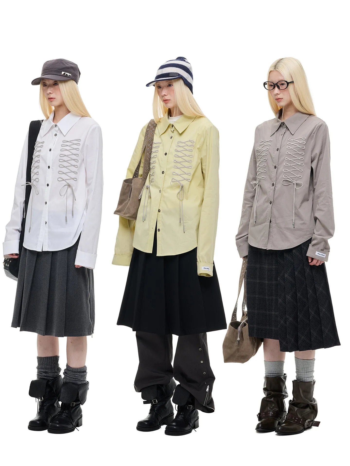 Ribbon Tie Drawstring Shirt oliviroa オリヴィオラ