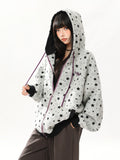 Y2K Star Print Hoodie Zip Cardigan Jacket oliviroa オリヴィオラ