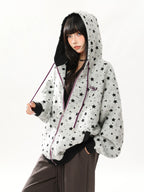 Y2K Star Print Hoodie Zip Cardigan Jacket oliviroa オリヴィオラ