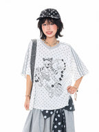 Cartoon Polka Dot V Neck Relaxed Tee OL2305