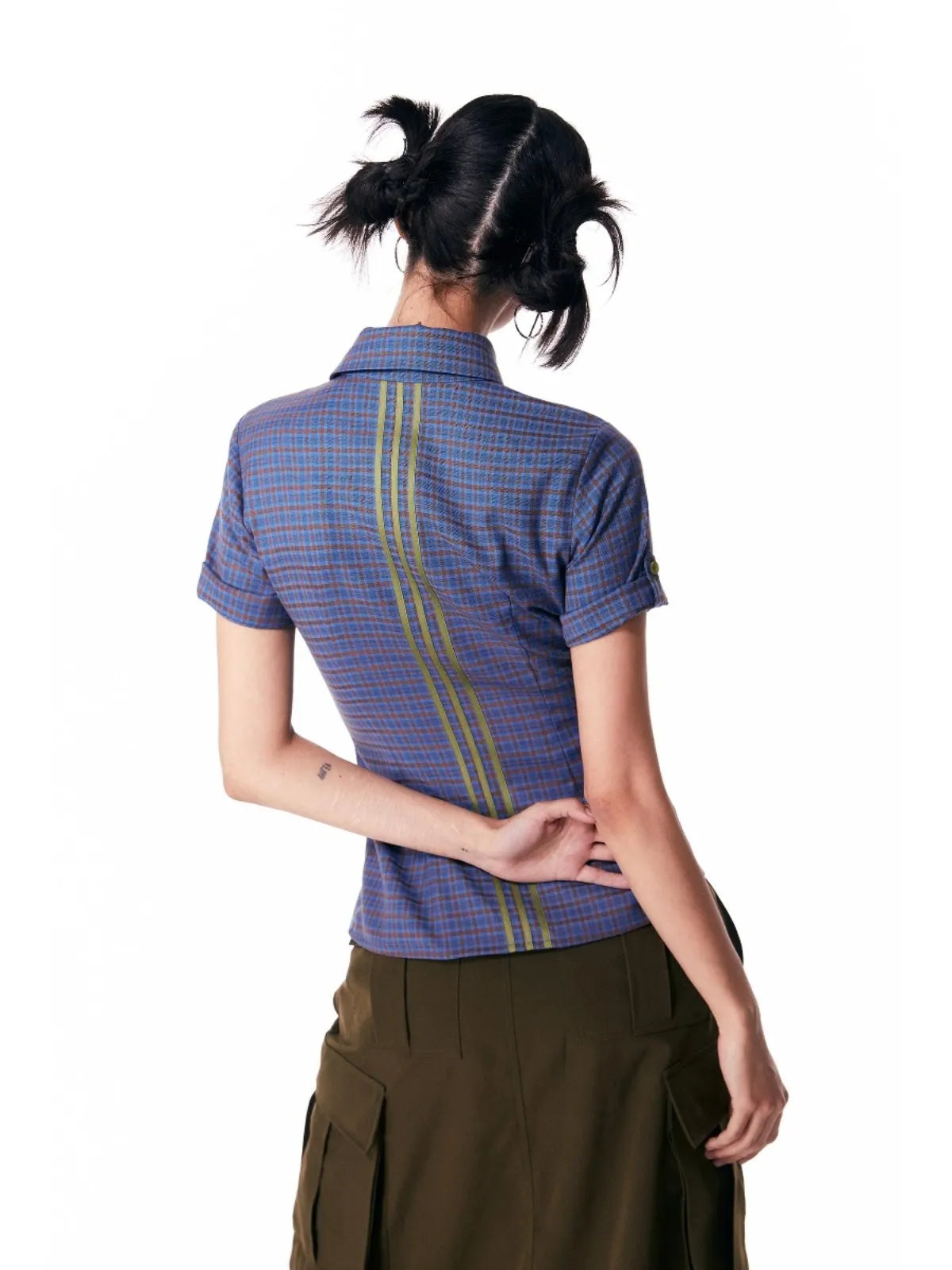 Plaid Design Short Sleeve Shirt OL2265