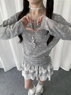 Star Print Slim Long Sleeve Tee OL2282