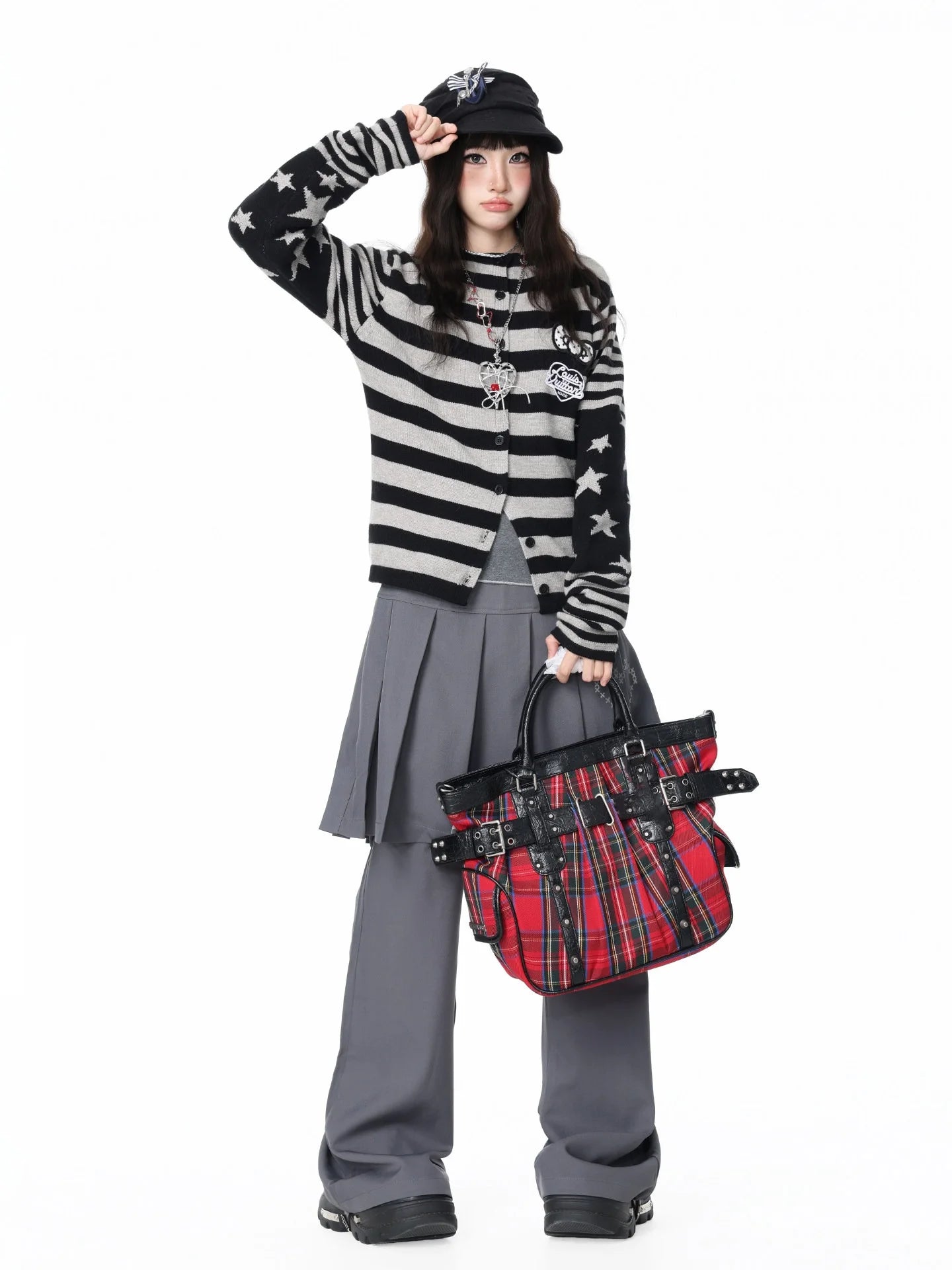 Star Stripe Patchwork Knit Cardigan oliviroa オリヴィオラ