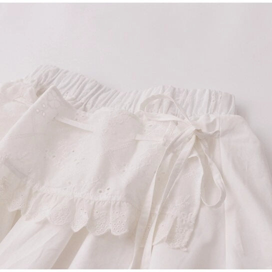 Asymmetric Embroidered Lace Mini Skirt OLA039