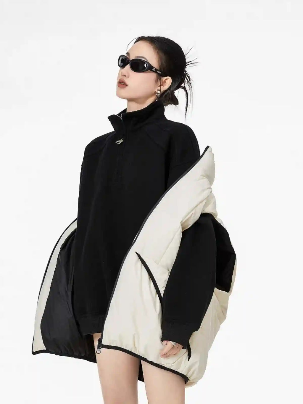 Half-Zip Stand Collar Sweatshirt with Relaxed Fit OL1991