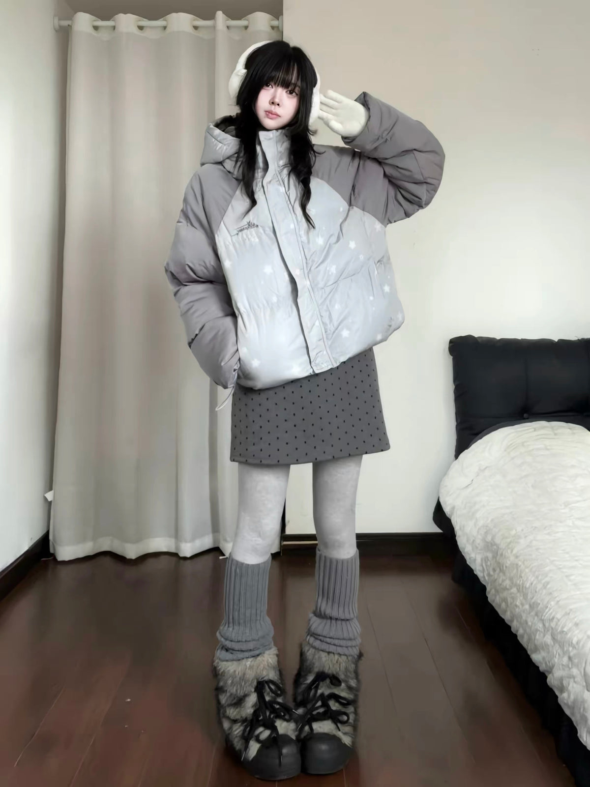 Colorblock Star Puffer Jacket   Oliviora