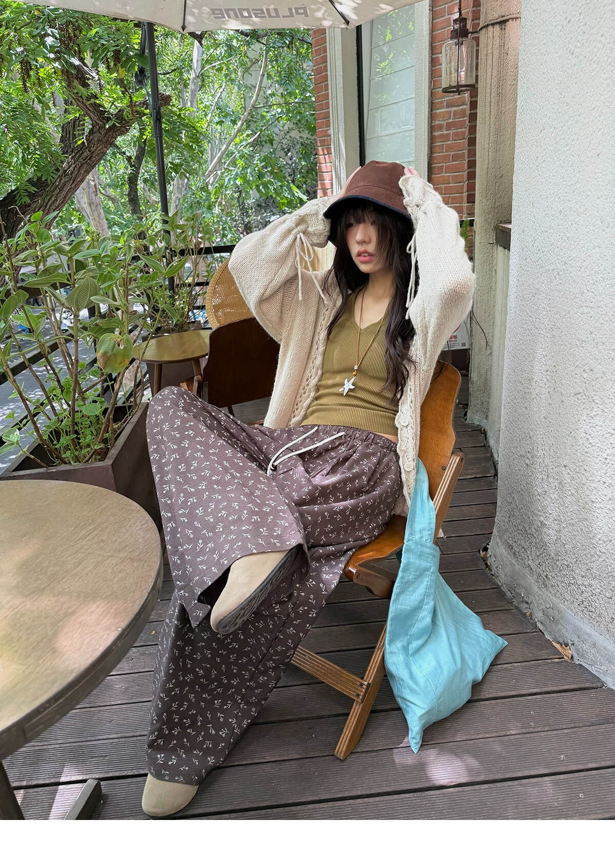 透かし編みドロストカーディガン ゆるシルエット