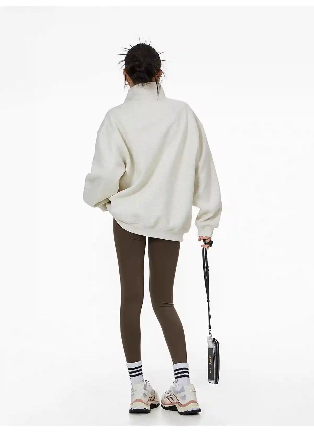 Half-Zip Stand Collar Sweatshirt with Relaxed Fit OL1991