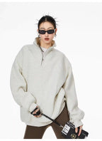 Half-Zip Stand Collar Sweatshirt with Relaxed Fit OL1991