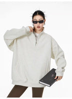 Half-Zip Stand Collar Sweatshirt with Relaxed Fit OL1991