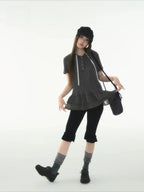 Polka Dot Ruffle Hooded Top OL2336