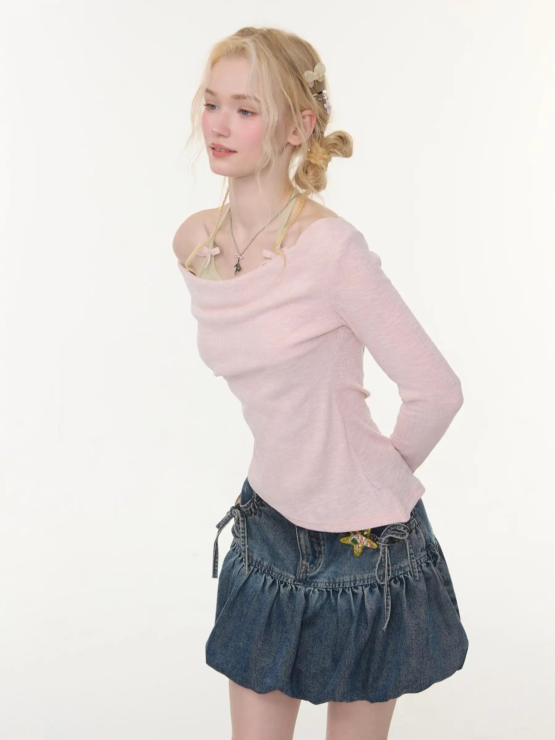 Layered Halter Asymmetry Slim Fit Top oliviroa オリヴィオラ