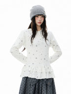 Polka Dot Star 러플 후드 긴팔 티셔츠 OL2406