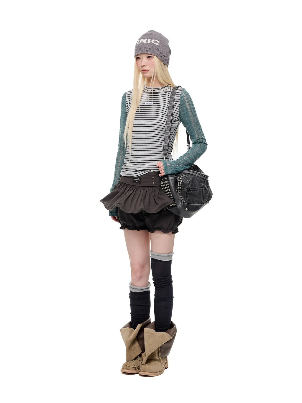 Contrast Stripe Cutout Shoulder T Shirt OL2380