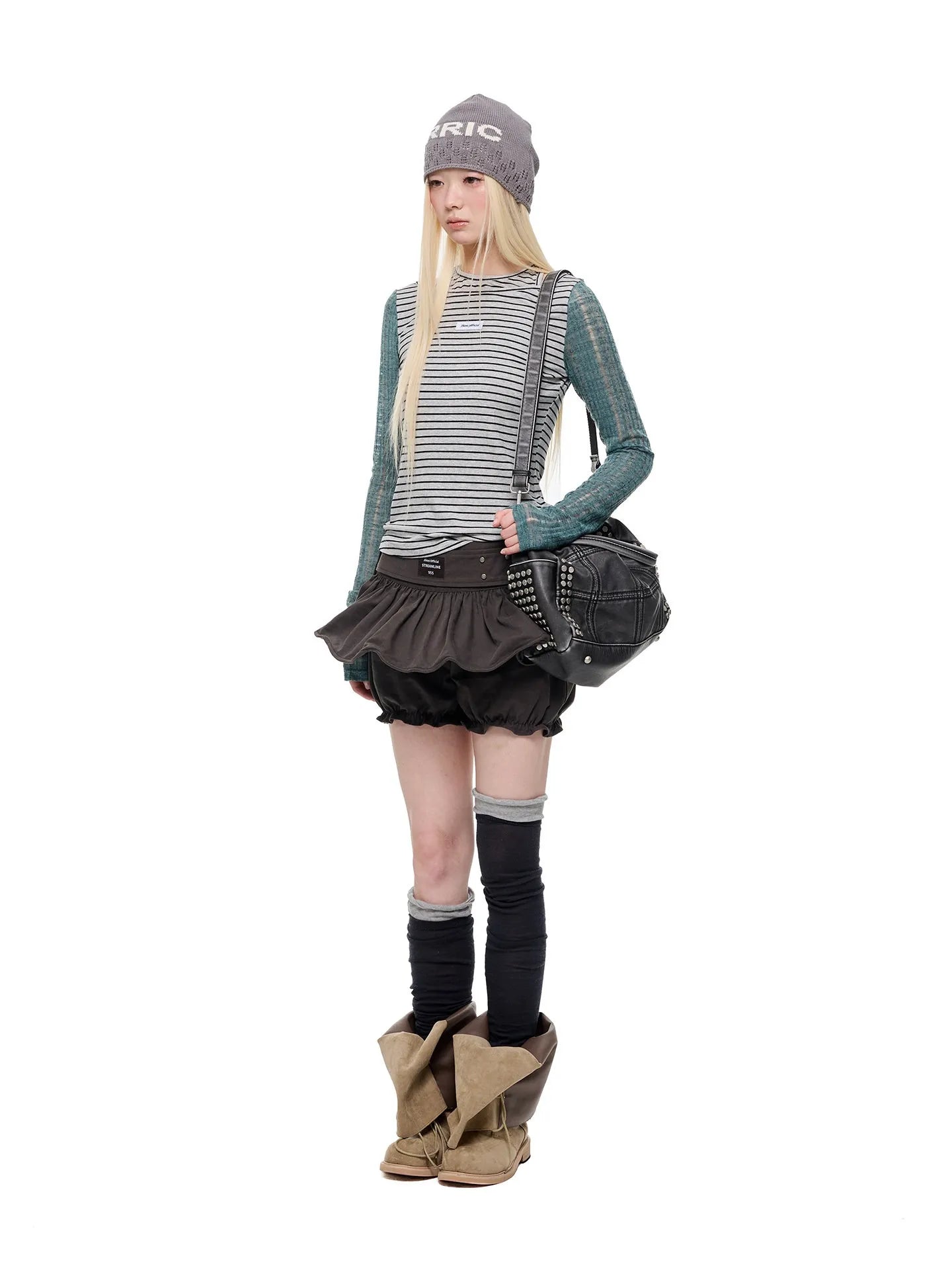 Contrast Stripe Cutout Shoulder T Shirt OL2380