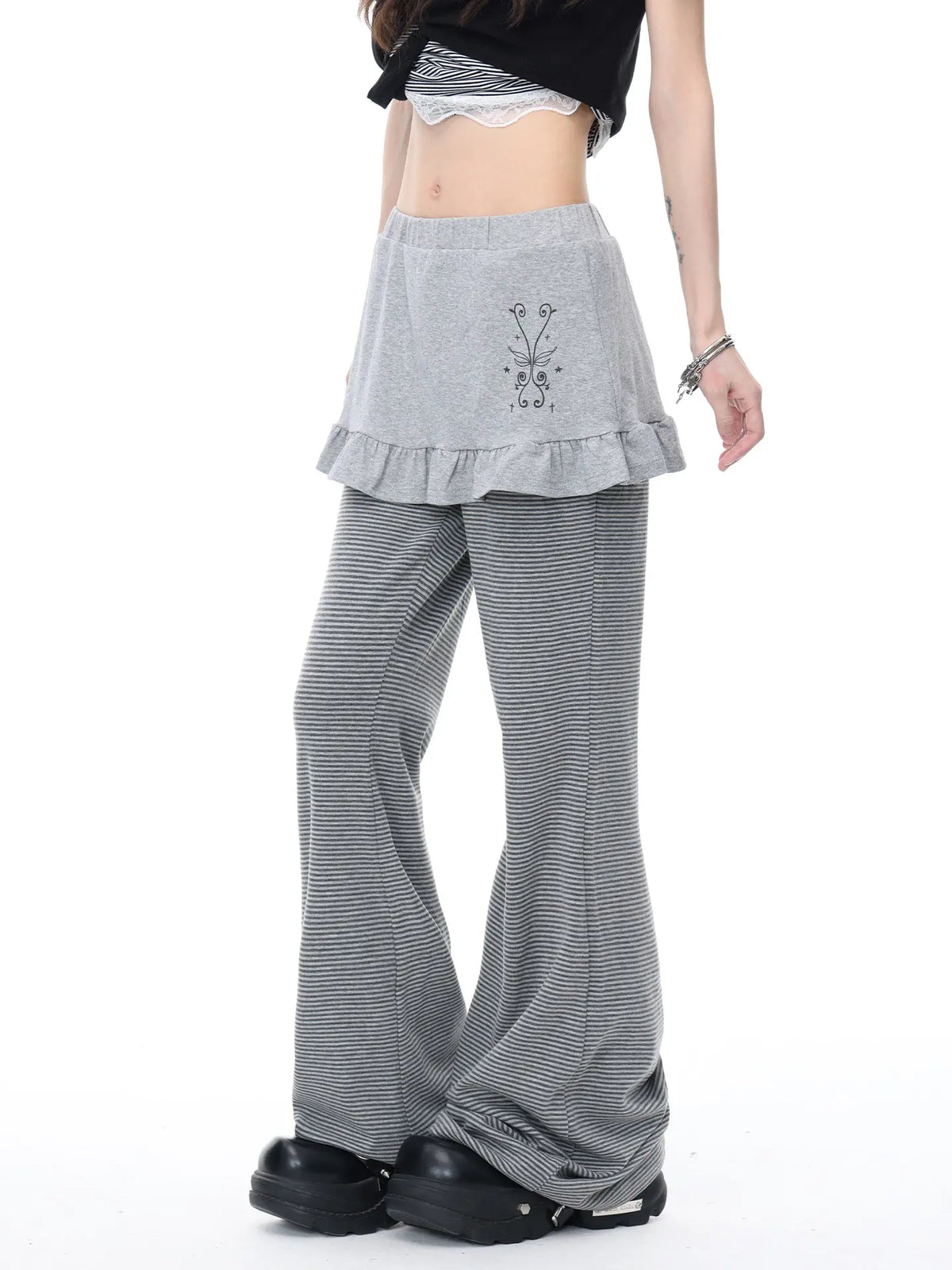 Layered Stripe Flare Pants OL2407