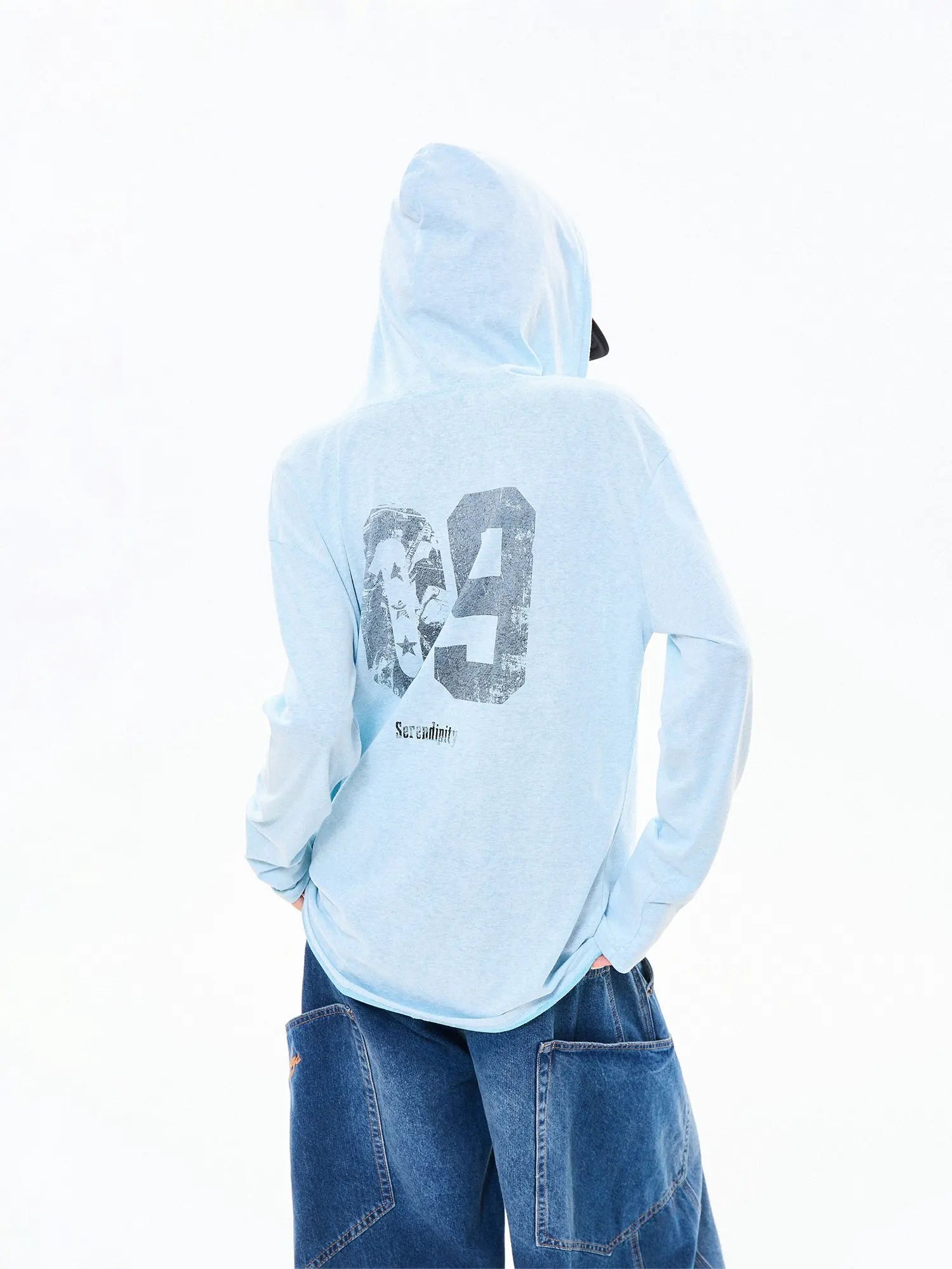Vintage Letter Print Hooded Lightweight Tee OL2271